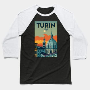 A Vintage Travel Art of Turin - Italy Baseball T-Shirt